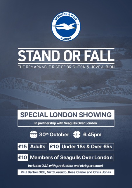 Stand or Fall: The Remarkable Rise of Brighton & Hove Albion + Q&A